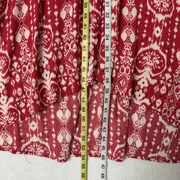 Knox Rose Dress Womens Large Midi Maxi Red White Button Front Short Sleeve Boho - Picture 9 of 15